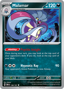 Malamar - Obsidian Flames - #138 - Pokemon TCG card