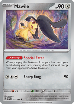 Mawile #143 Mawile - Obsidian Flames - #143 - Pokemon TCG card