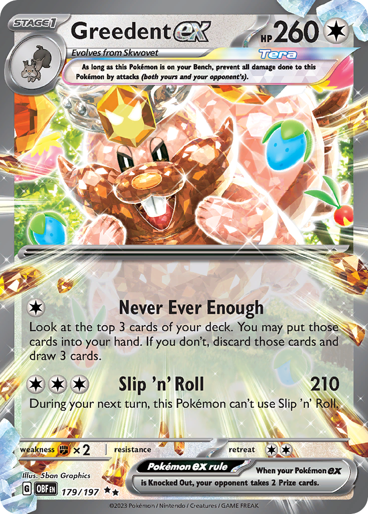 Greedent ex - Obsidian Flames - #179 - Pokemon TCG card