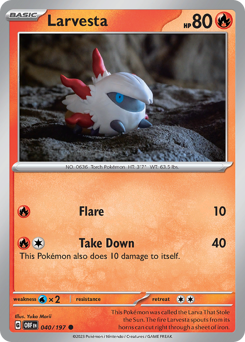 Larvesta #40 Larvesta - Obsidian Flames - #40 - Pokemon TCG card
