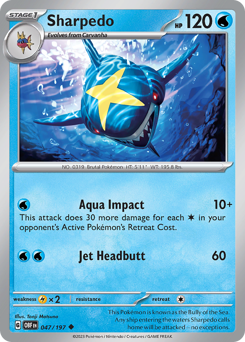 Sharpedo #47 Sharpedo - Obsidian Flames - #47 - Pokemon TCG card
