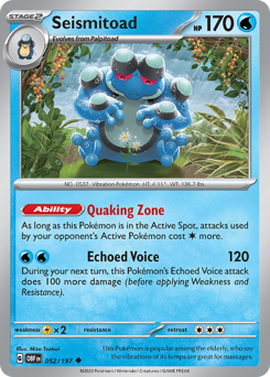 Seismitoad #52 Seismitoad - Obsidian Flames - #52 - Pokemon TCG card