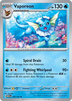 Vaporeon #134 Vaporeon - 151 - #134 - Pokemon TCG card