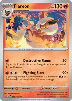 Flareon - 151 - #136 - Pokemon TCG card