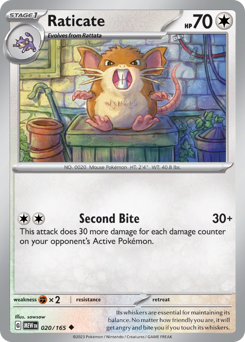 Raticate #20 Raticate - 151 - #20 - Pokemon TCG card