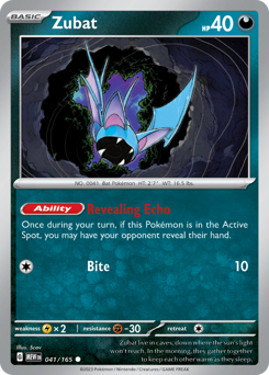Zubat - 151 - #41 - Pokemon TCG card