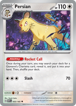 Persian #53 Persian - 151 - #53 - Pokemon TCG card
