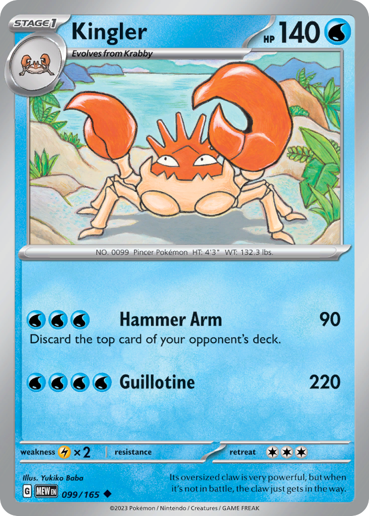Kingler - 151 - #99 - Pokemon TCG card