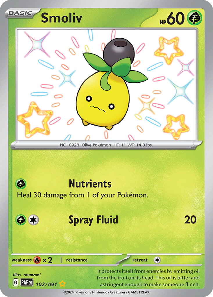 Smoliv - Paldean Fates - #102 - Pokemon TCG card