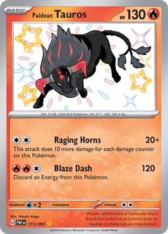 Paldean Tauros - Paldean Fates - #111 - Pokemon TCG card