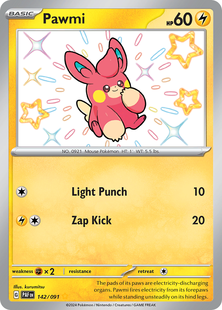Pawmi - Paldean Fates - #142 - Pokemon TCG card