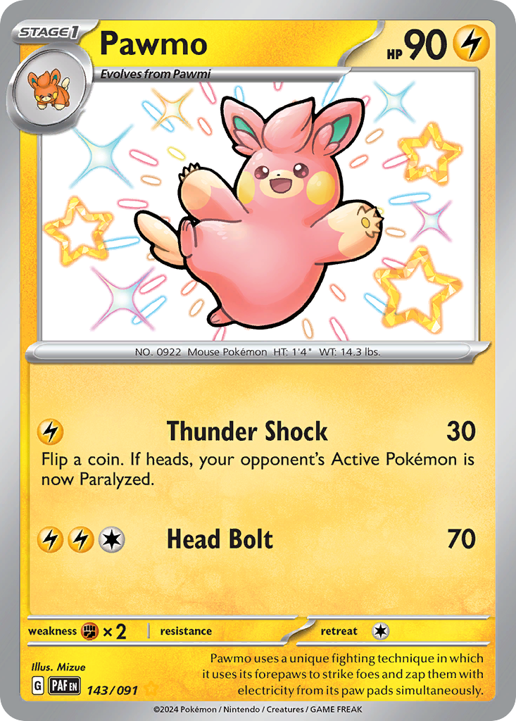 Pawmo - Paldean Fates - #143 - Pokemon TCG card