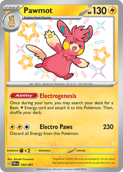 Pawmot - Paldean Fates - #144 - Pokemon TCG card