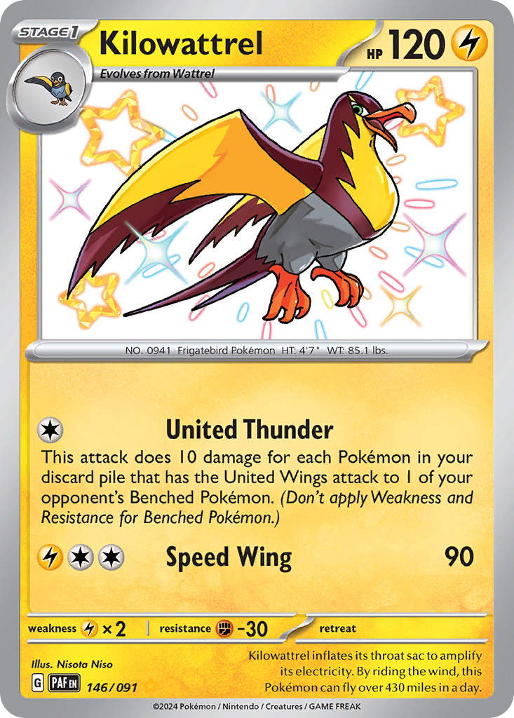 Kilowattrel - Paldean Fates - #146 - Pokemon TCG card