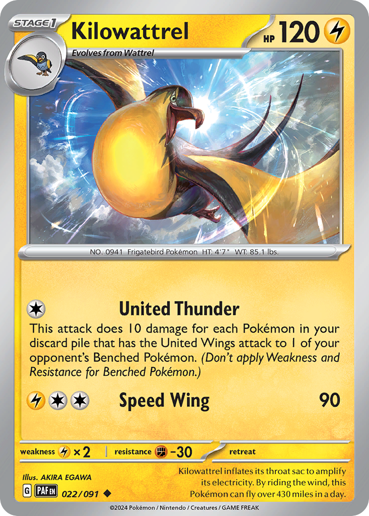Kilowattrel - Paldean Fates - #22 - Pokemon TCG card