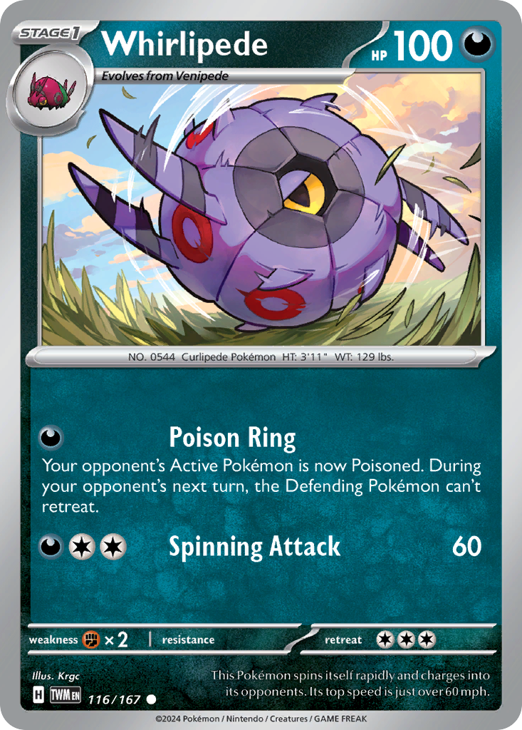 Whirlipede - Twilight Masquerade - #116 - Pokemon TCG card