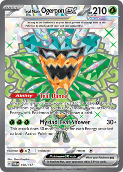 Teal Mask Ogerpon ex #190 Teal Mask Ogerpon ex - Twilight Masquerade - #190 - Pokemon TCG card