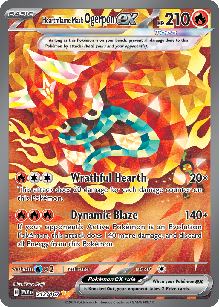 Hearthflame Mask Ogerpon ex - Twilight Masquerade - #212 - Pokemon TCG card