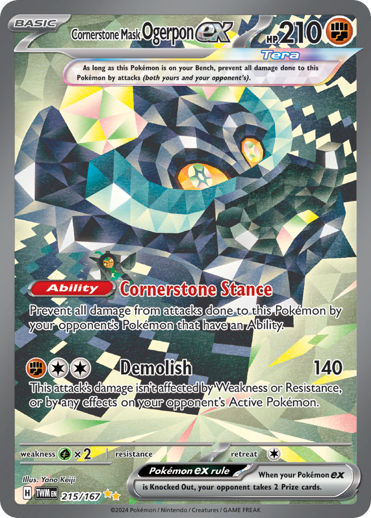 Cornerstone Mask Ogerpon ex - Twilight Masquerade - #215 - Pokemon TCG card