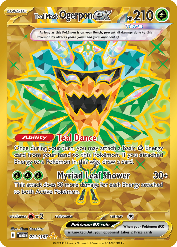 Teal Mask Ogerpon ex - Twilight Masquerade - #221 - Pokemon TCG card
