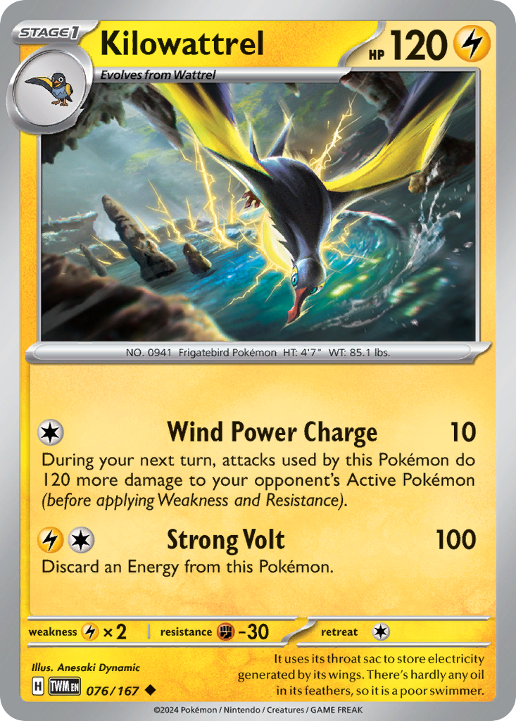 Kilowattrel - Twilight Masquerade - #76 - Pokemon TCG card