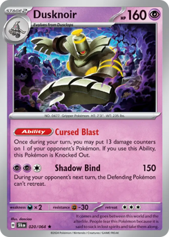Dusknoir #20 Dusknoir - Shrouded Fable - #20 - Pokemon TCG card