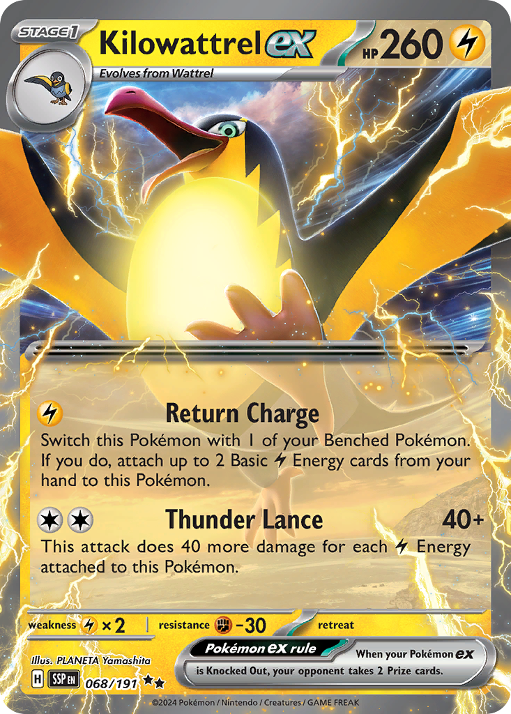 Kilowattrel ex - Surging Sparks - #68 - Pokemon TCG card