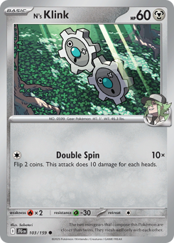 N's Klink #103 N's Klink - Journey Together - #103 - Pokemon TCG card
