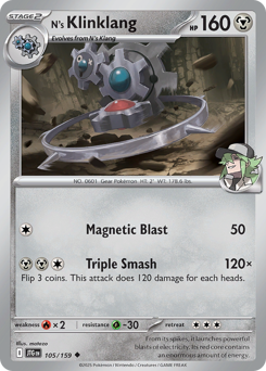 N's Klinklang #105 N's Klinklang - Journey Together - #105 - Pokemon TCG card