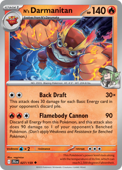 N's Darmanitan - Journey Together - #27 - Pokemon TCG card