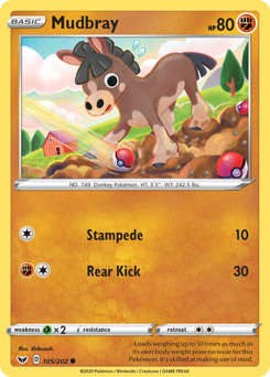 Mudbray #105 Mudbray - Sword & Shield - #105 - Pokemon TCG card
