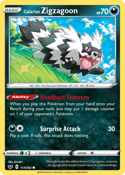 Galarian Zigzagoon #117 Galarian Zigzagoon - Sword & Shield - #117 - Pokemon TCG card
