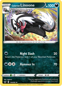 Galarian Linoone - Sword & Shield - #118 - Pokemon TCG card