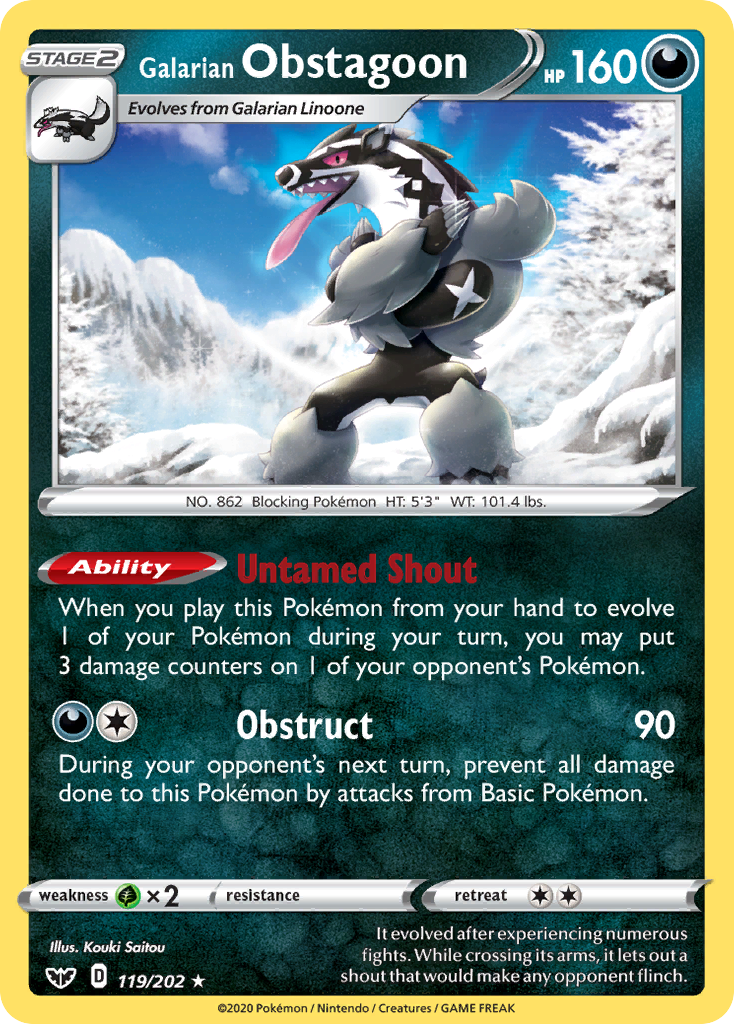 Galarian Obstagoon - Sword & Shield - #119 - Pokemon TCG card