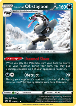 Galarian Obstagoon #119 Galarian Obstagoon - Sword & Shield - #119 - Pokemon TCG card