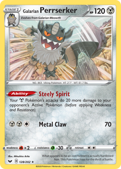 Galarian Perrserker #128 Galarian Perrserker - Sword & Shield - #128 - Pokemon TCG card