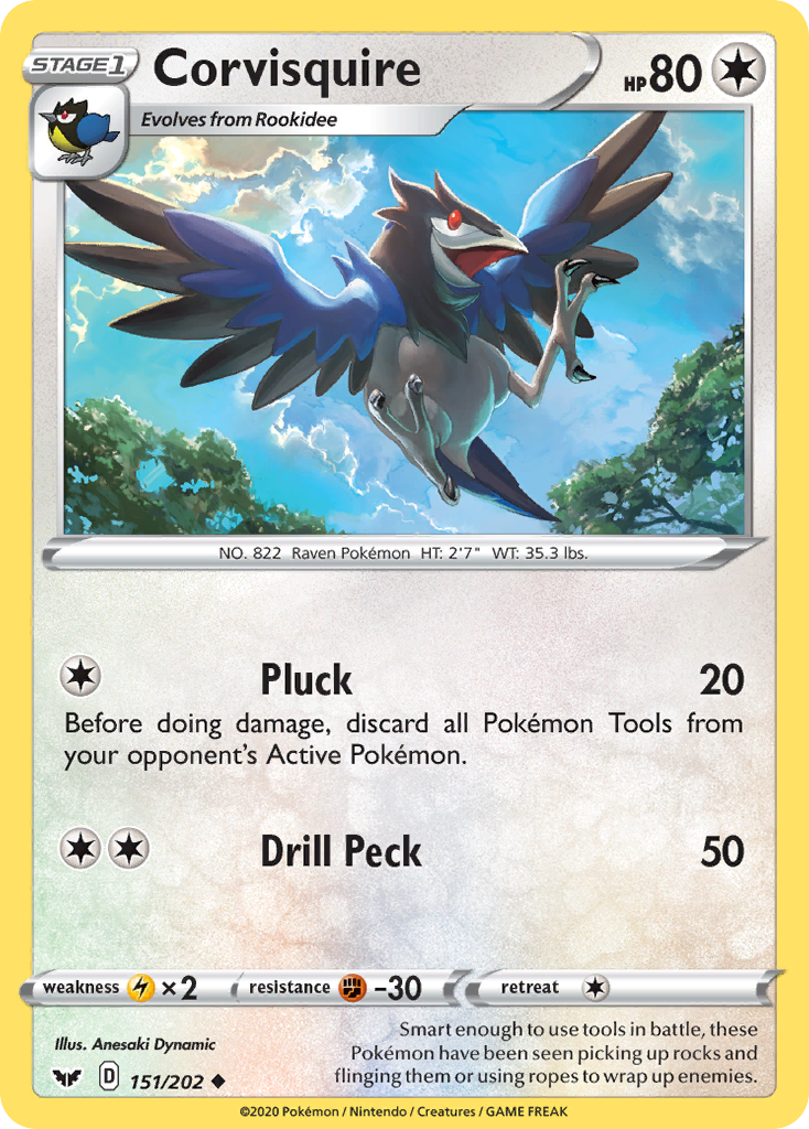 Corvisquire - Sword & Shield - #151 - Pokemon TCG card