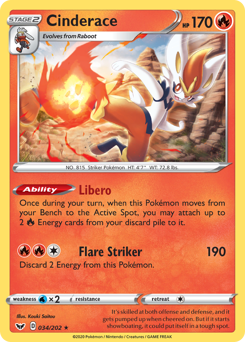 Cinderace #34 Cinderace - Sword & Shield - #34 - Pokemon TCG card
