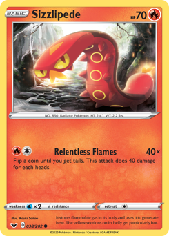 Sizzlipede #38 Sizzlipede - Sword & Shield - #38 - Pokemon TCG card