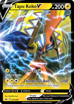 Tapu Koko V #72 Tapu Koko V - Sword & Shield - #72 - Pokemon TCG card