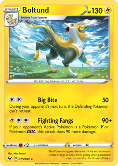 Boltund #75 Boltund - Sword & Shield - #75 - Pokemon TCG card