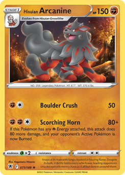 Hisuian Arcanine #71 Hisuian Arcanine - Astral Radiance - #71 - Pokemon TCG card