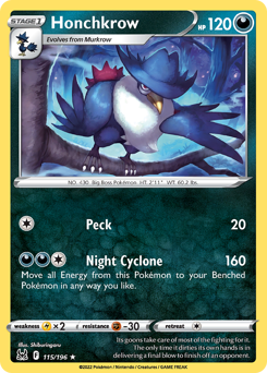 Honchkrow - Lost Origin - #115 - Pokemon TCG card