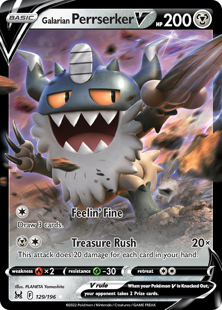 Galarian Perrserker V - Lost Origin - #129 - Pokemon TCG card