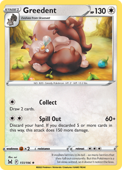 Greedent #151 Greedent - Lost Origin - #151 - Pokemon TCG card