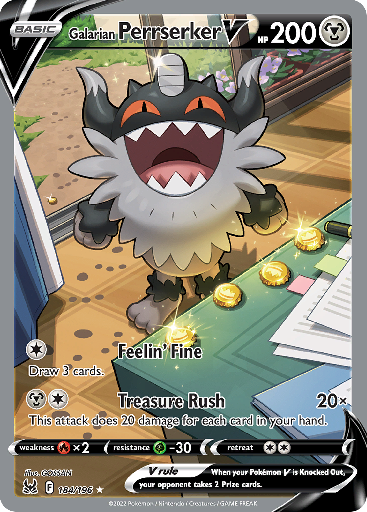 Galarian Perrserker V - Lost Origin - #184 - Pokemon TCG card