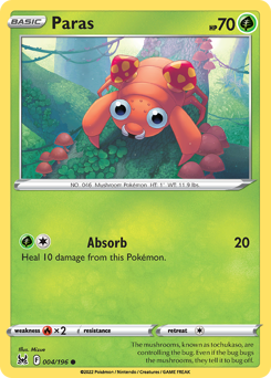 Paras #4 Paras - Lost Origin - #4 - Pokemon TCG card