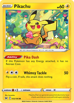Pikachu #52 Pikachu - Lost Origin - #52 - Pokemon TCG card