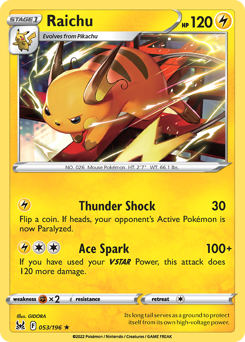 Raichu #53 Raichu - Lost Origin - #53 - Pokemon TCG card