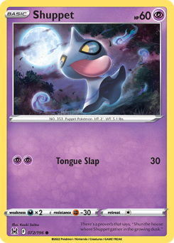 Shuppet - Lost Origin - #72 - Pokemon TCG card